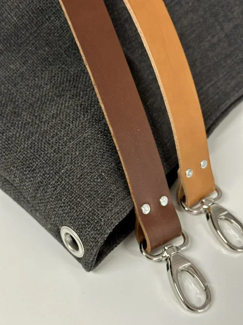 Les anses en cuir disponibles pour le sac Hobo en lin anthracite 