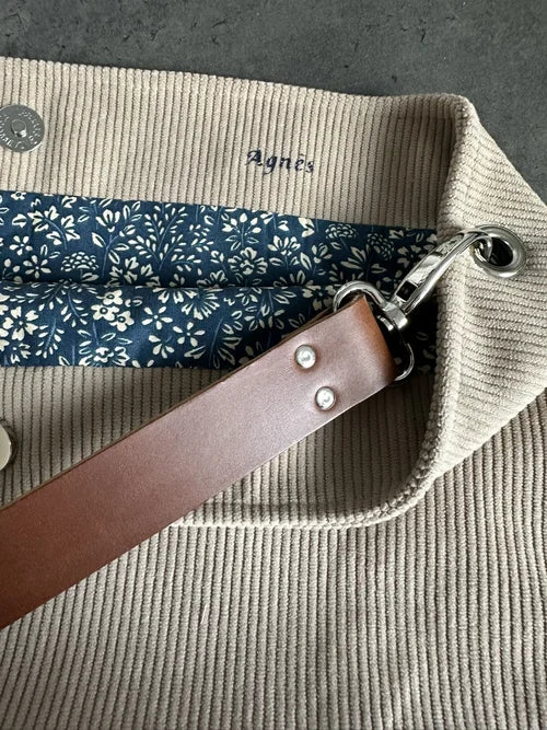 Exemple de personnalisation intérieure du sac Hobo en velours cotelé beige