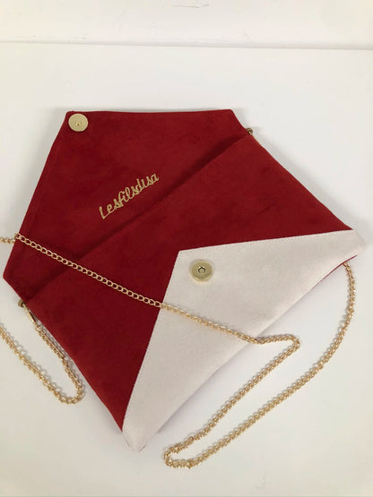 Red and ivory Isa clutch bag without sequins