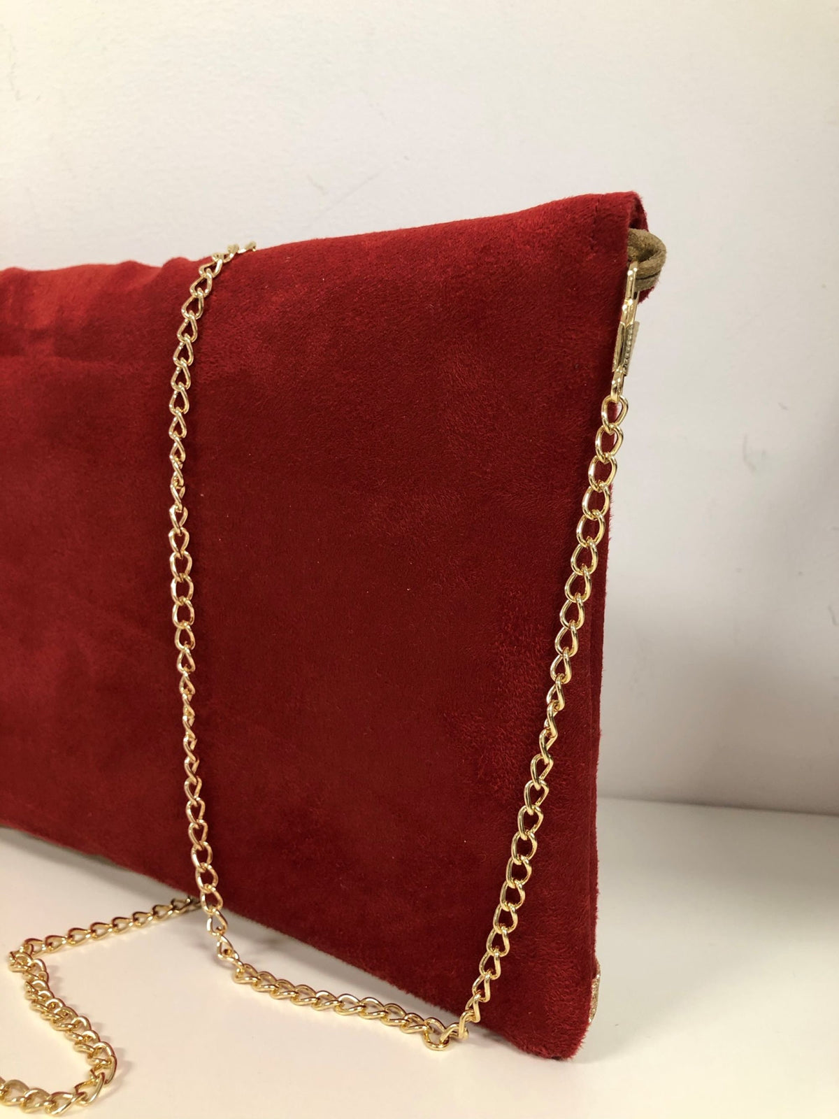 Sac pochette Isa rouge à paillettes dorées